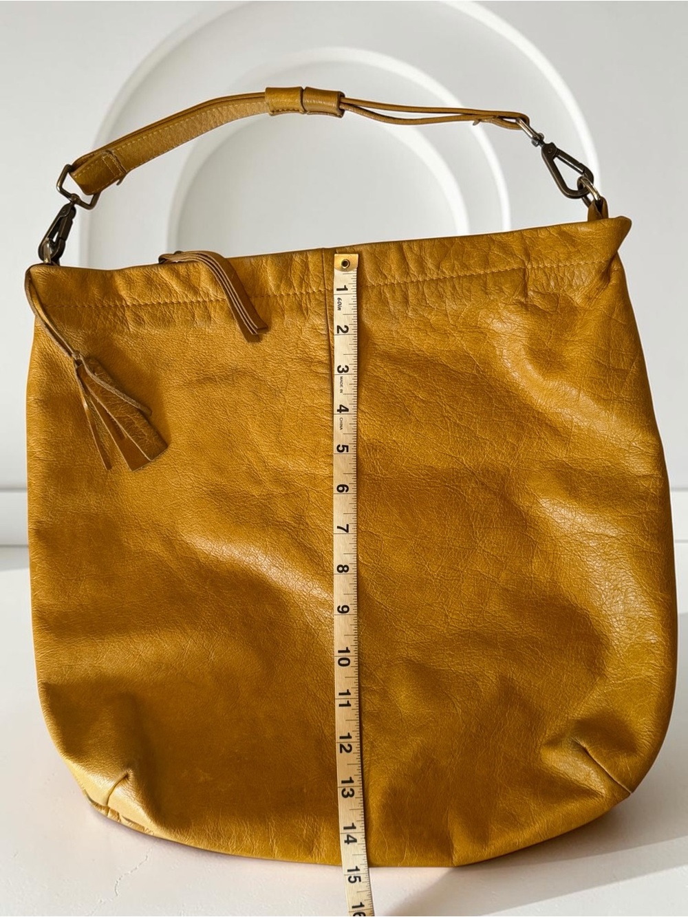 Rare Vintage Tano Italian Leather Slouchy Shoulder Bag - Mustard - Picture 3 of 15
